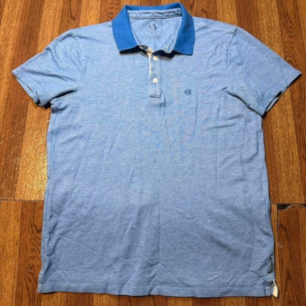 Armani Exchange Blue Golf Polo Button Dress Shirt Fits Small